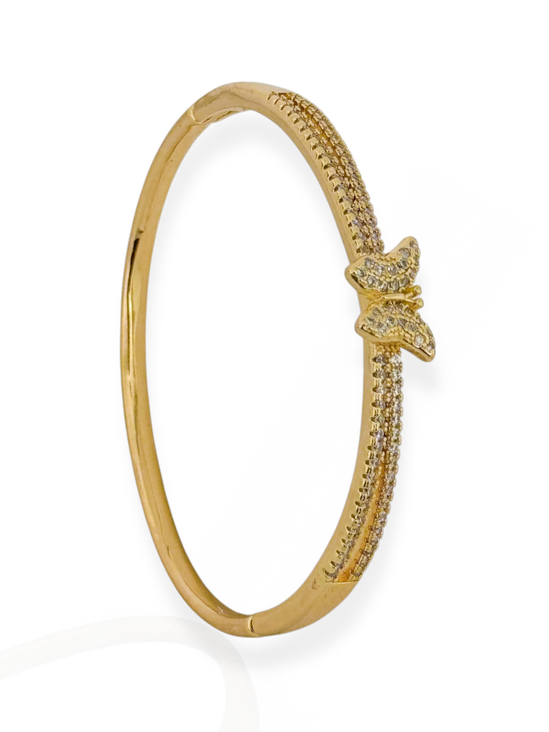 Bracelete Folheado a Ouro 18k e Prata Aro Com Borboleta de Zircônia