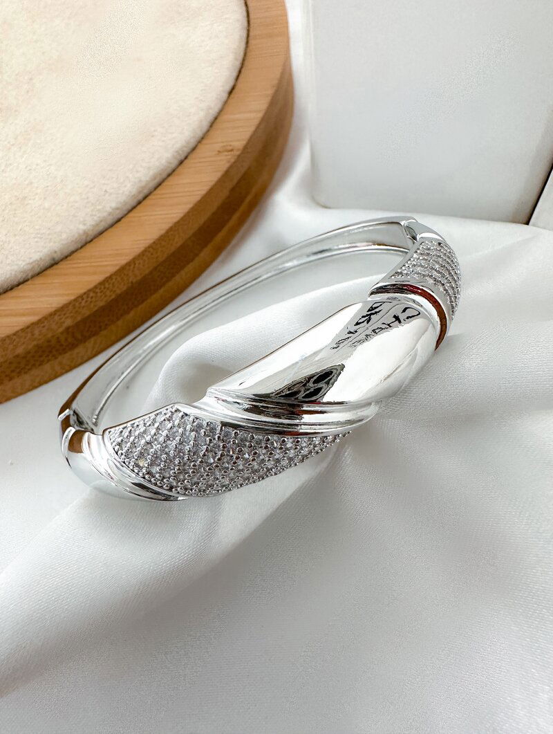 Bracelete Folheado a Ouro 18k e Prata Aro com Detalhe Cravejado