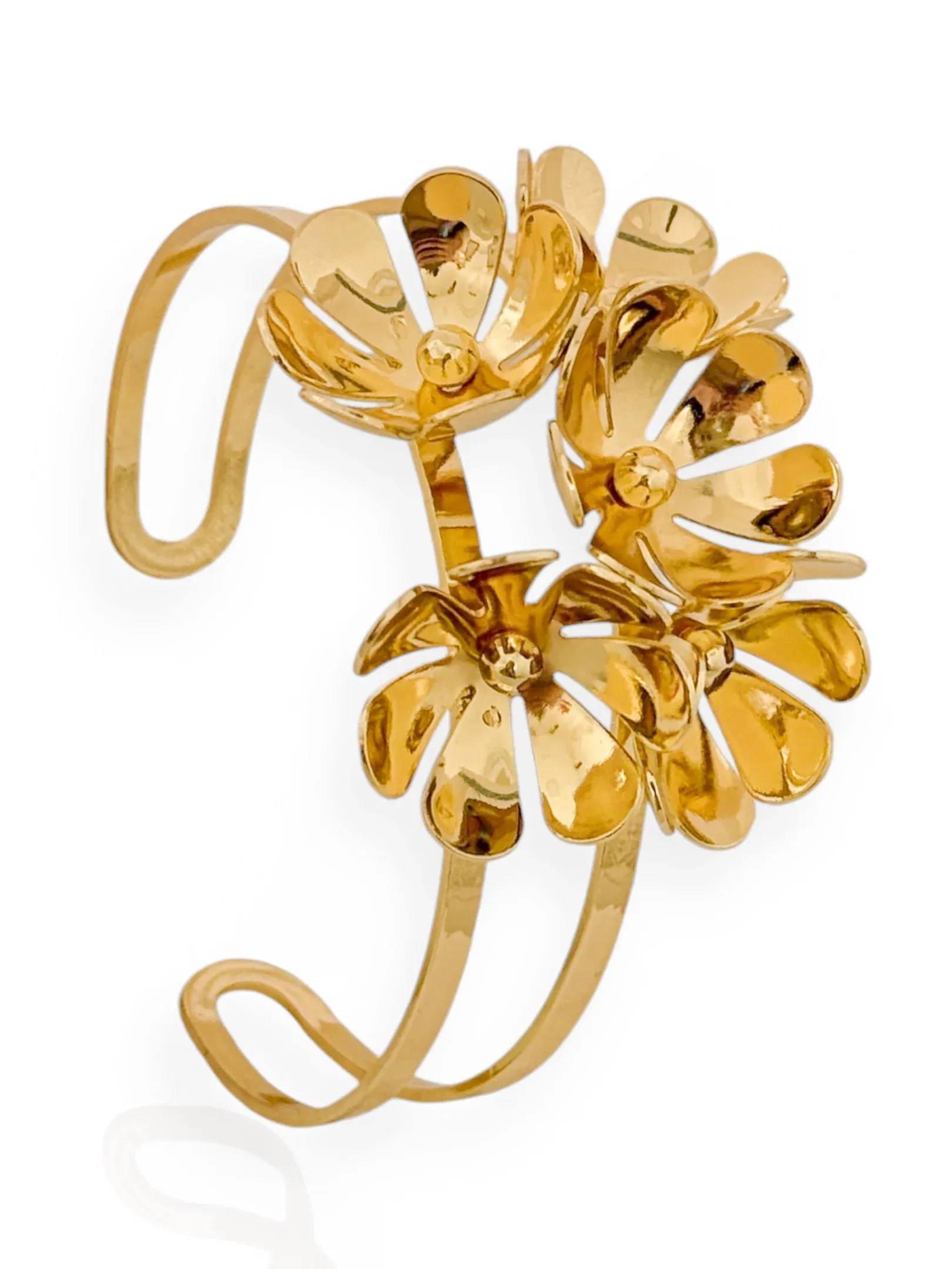 Bracelete Folheado a Ouro 18k e Prata Aro Com Flores