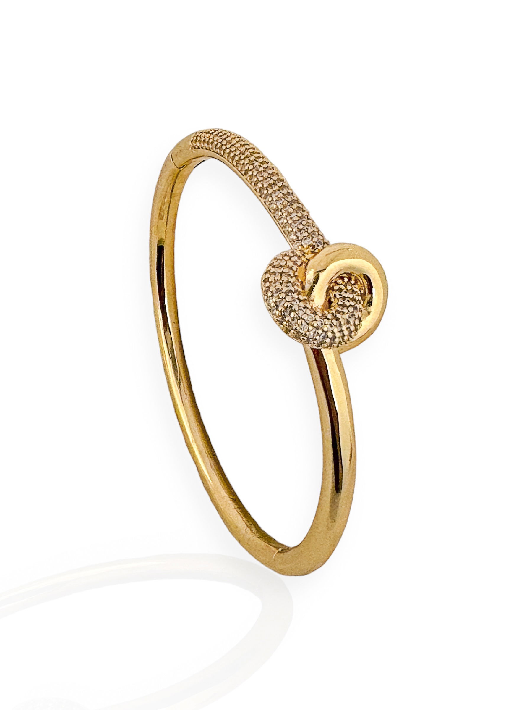 Bracelete Folheado a Ouro 18k e Prata Aro Com Micro Zircônia Nó