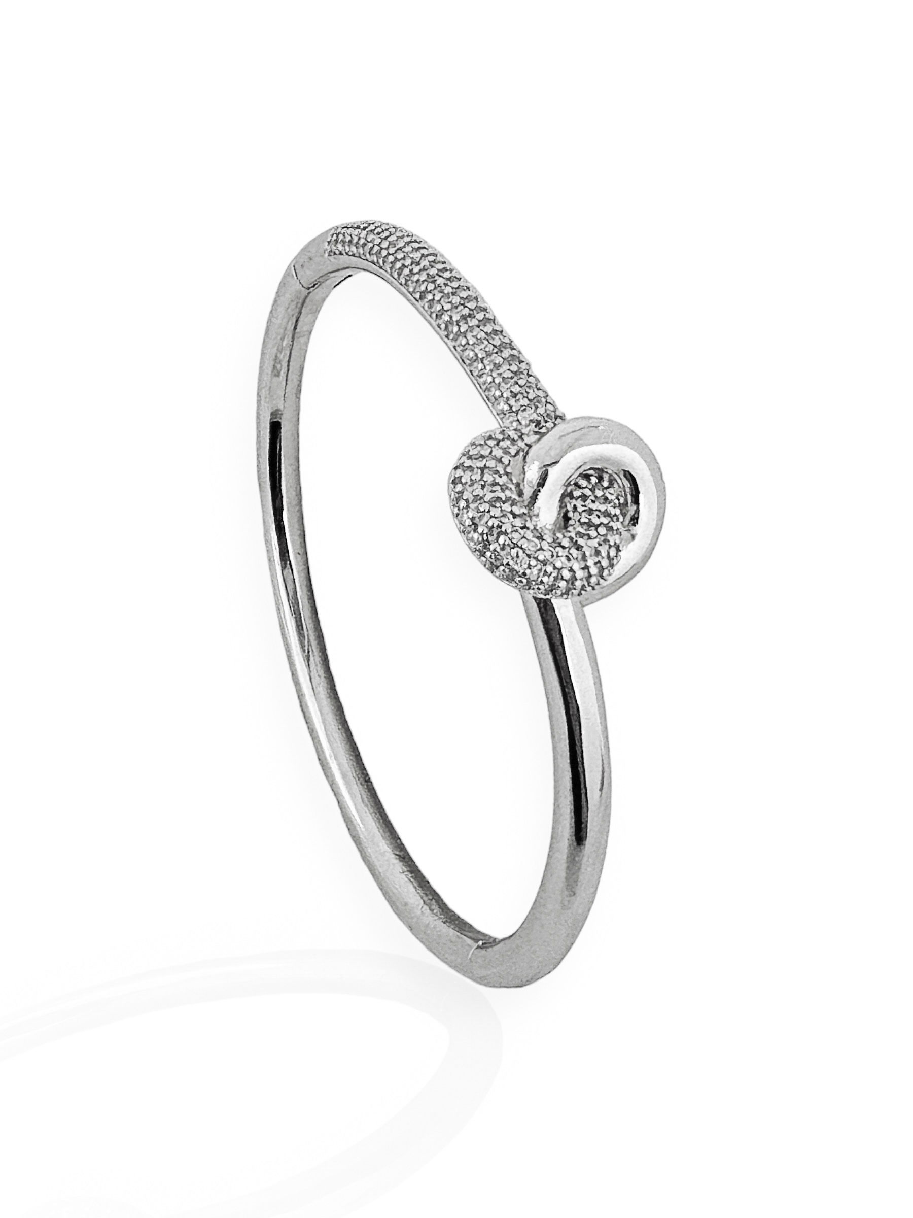 Bracelete Folheado a Ouro 18k e Prata Aro Com Micro Zircônia Nó