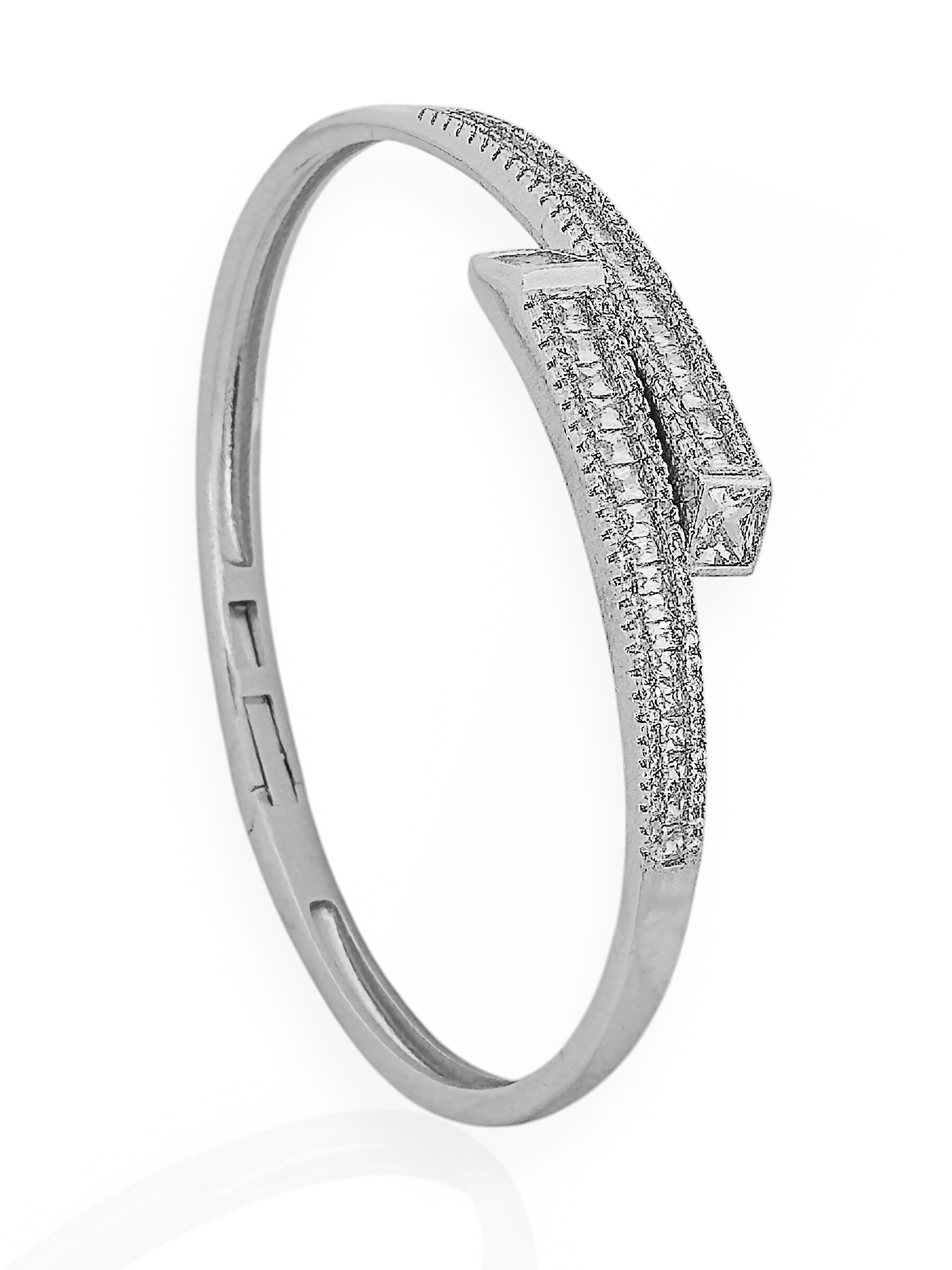 Bracelete Folheado a Ouro 18k e Prata Aro Com Navete Todo Trabalhado na Zircônia