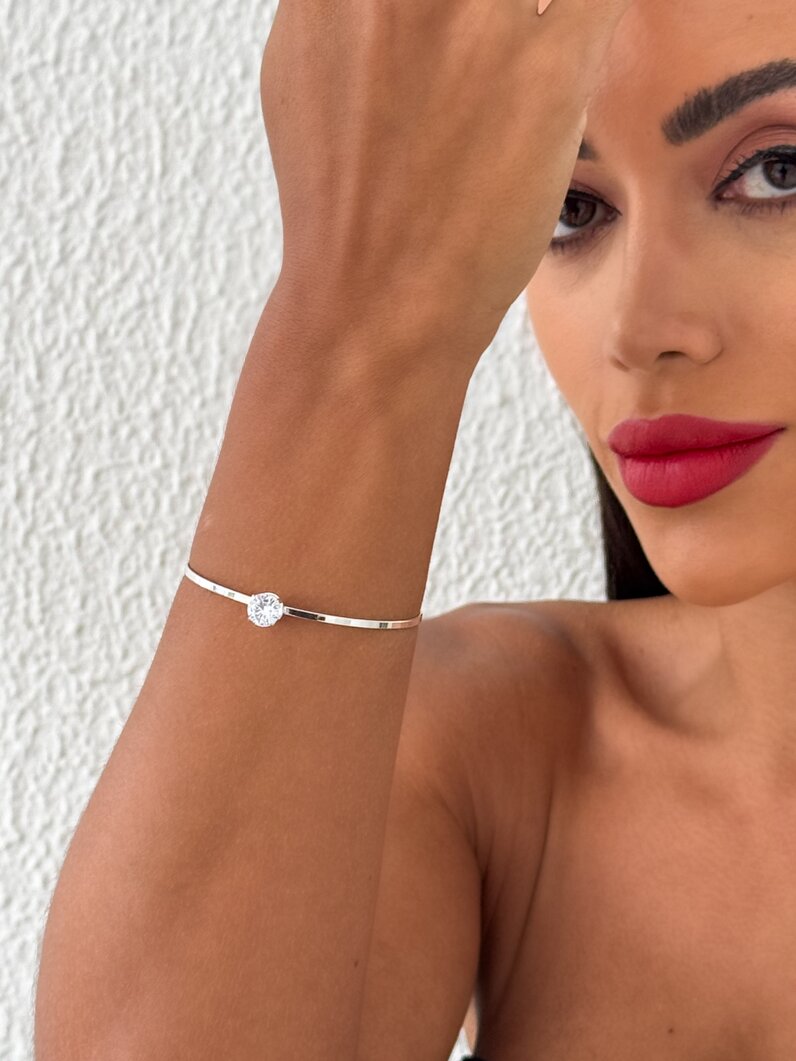 Bracelete Folheado a Ouro 18k e Prata Aro Com Ponto de Luz