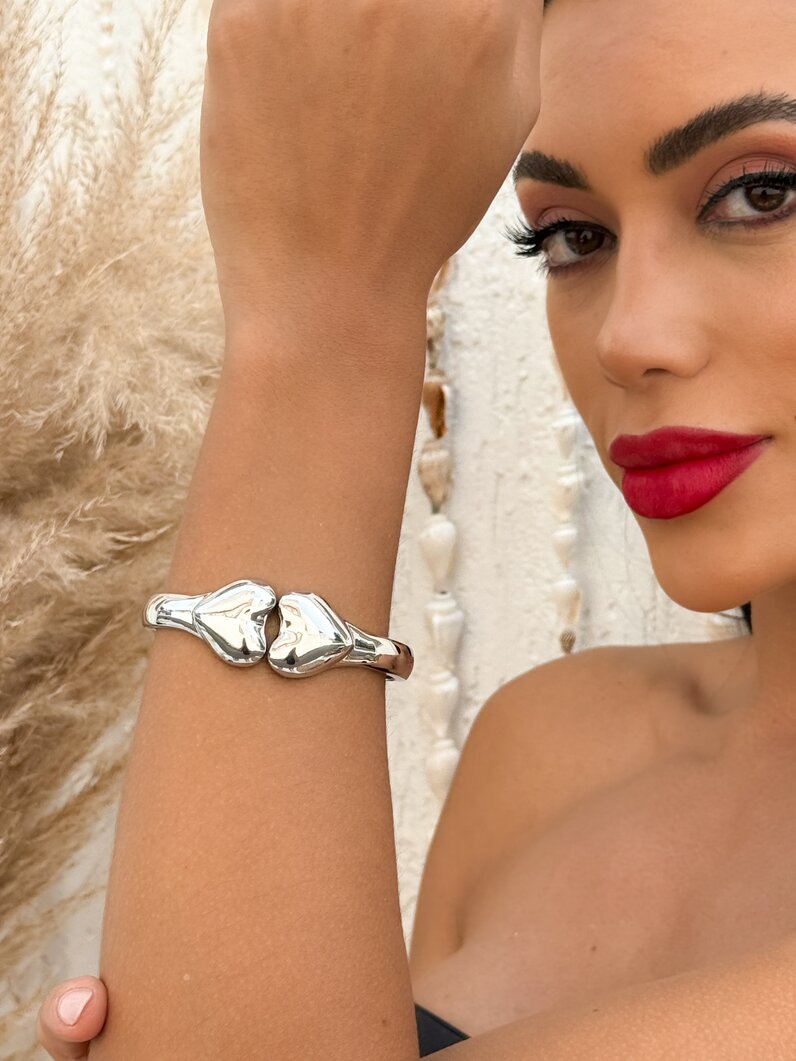 Bracelete Folheado a Ouro 18k e Prata Aro Coração Liso