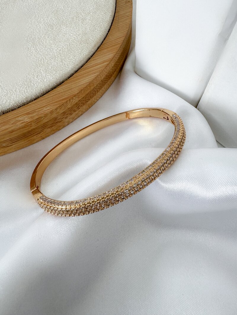 Bracelete Folheado a Ouro 18k e Prata Aro Cravejado