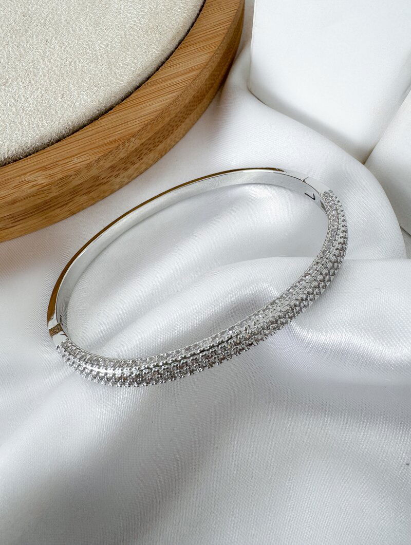 Bracelete Folheado a Ouro 18k e Prata Aro Cravejado