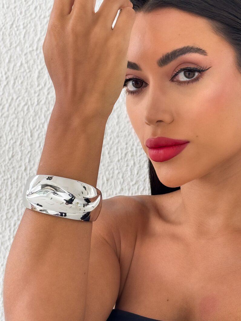 Bracelete Folheado a Ouro 18k e Prata Aro Detalhe ondulado