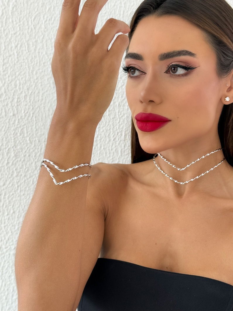 Bracelete Folheado a Ouro 18k e Prata Aro Duplo Torcido