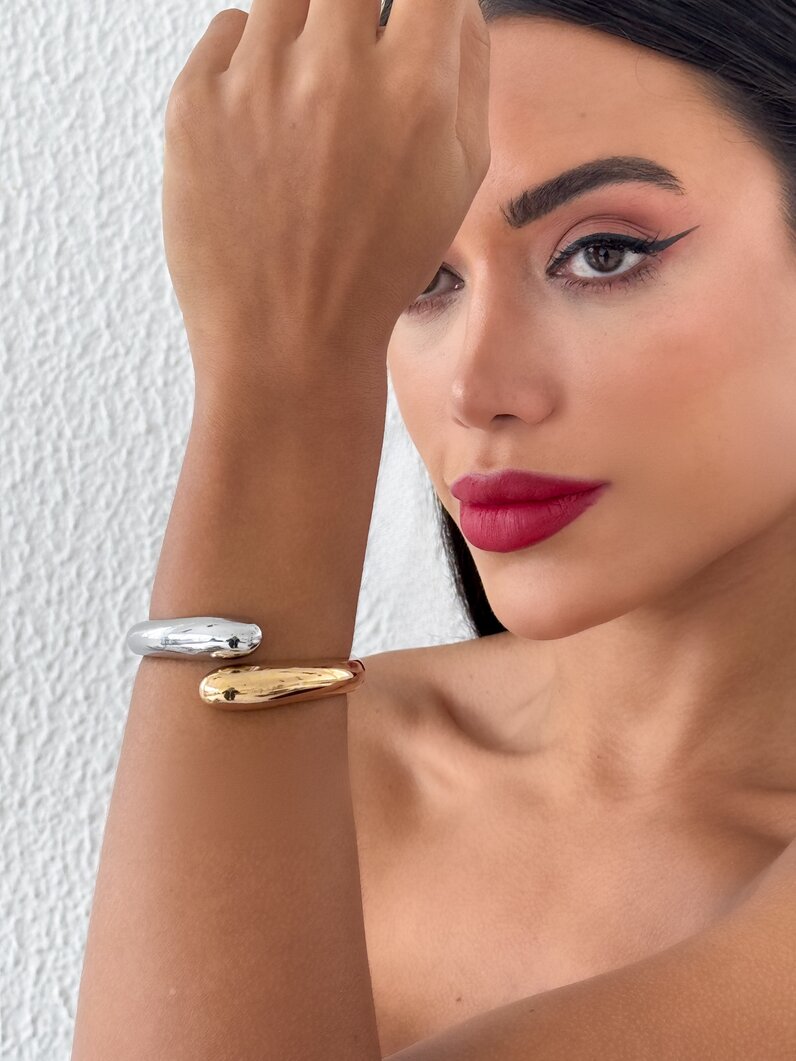 Bracelete Folheado a Ouro 18k e Prata Aro Gota Mix Banho