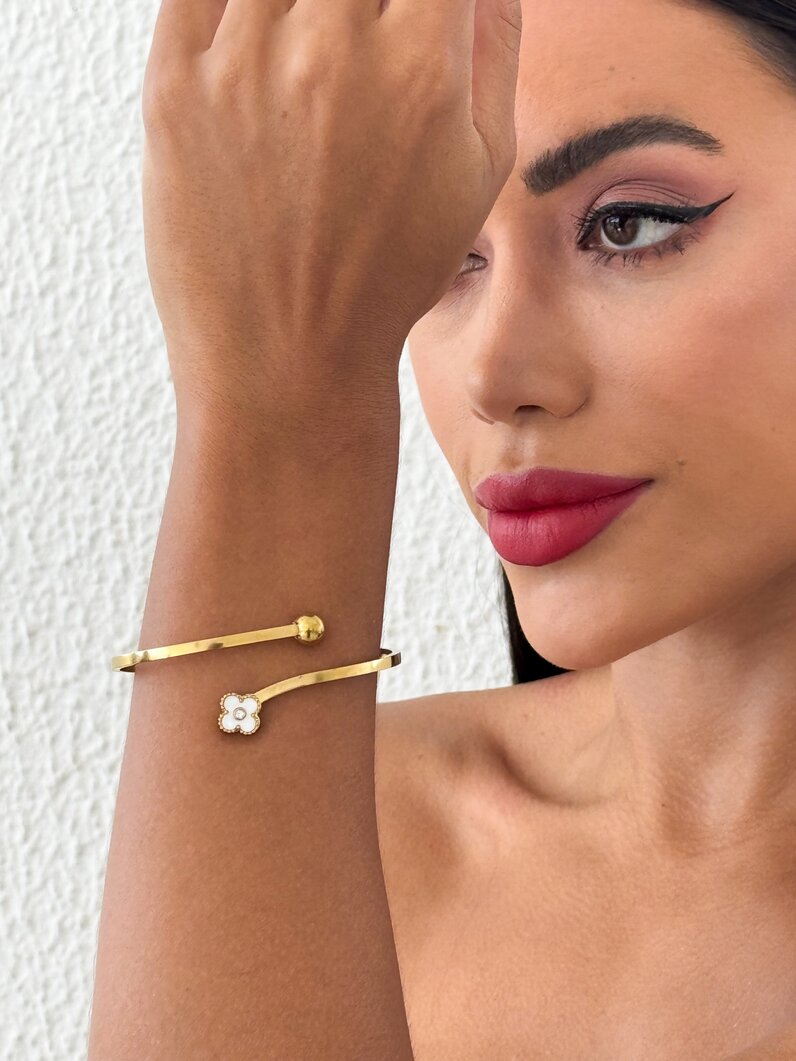 Bracelete Folheado a Ouro 18k e Prata Aro Inspiração Virginia e Esfera