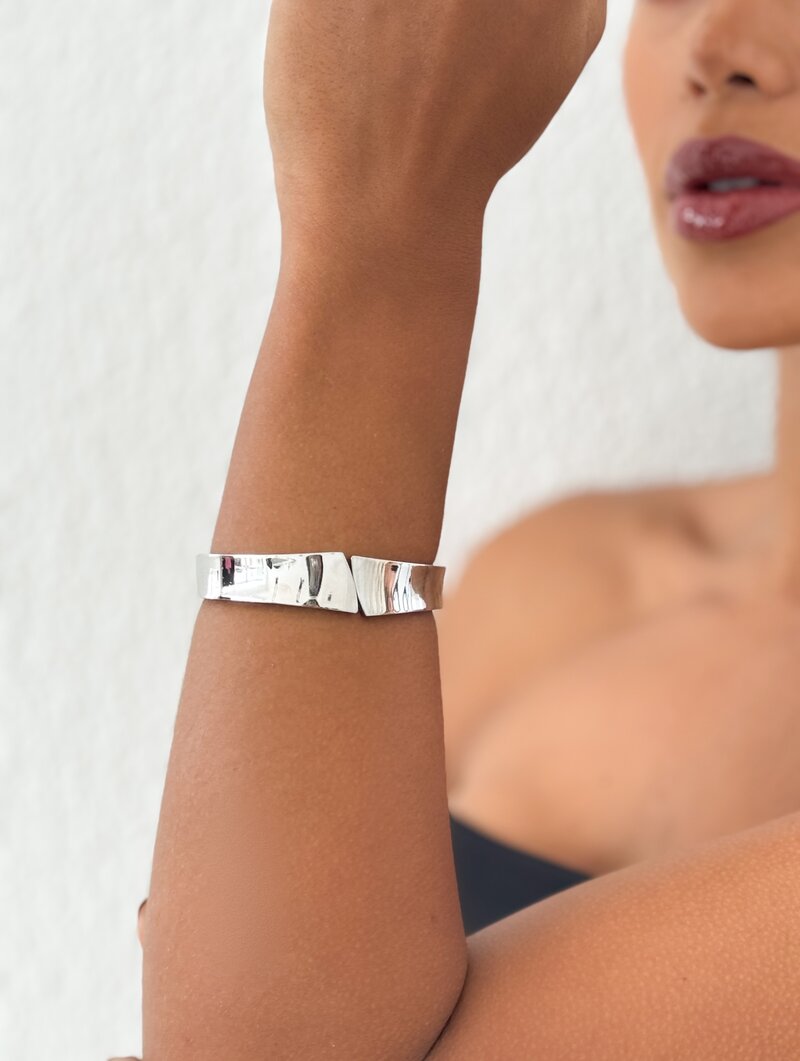 Bracelete Folheado a Ouro 18k e Prata Aro Largo Liso