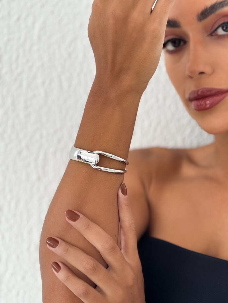 Bracelete Folheado a Ouro 18k e Prata Aro Liso com Detalhe Vazado