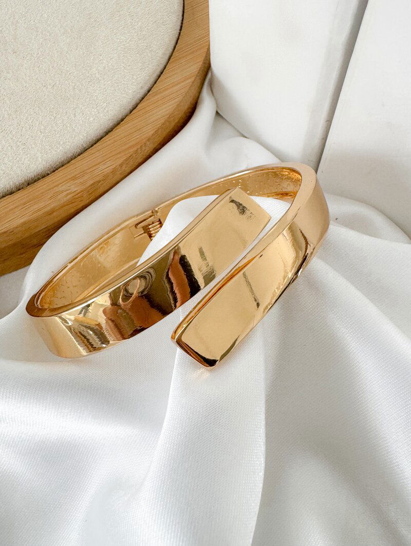 Bracelete Folheado a Ouro 18k e Prata Aro Liso Sobreposto