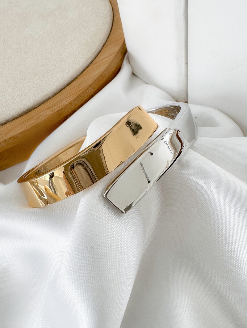 Bracelete Folheado a Ouro 18k e Prata Aro Liso Sobreposto