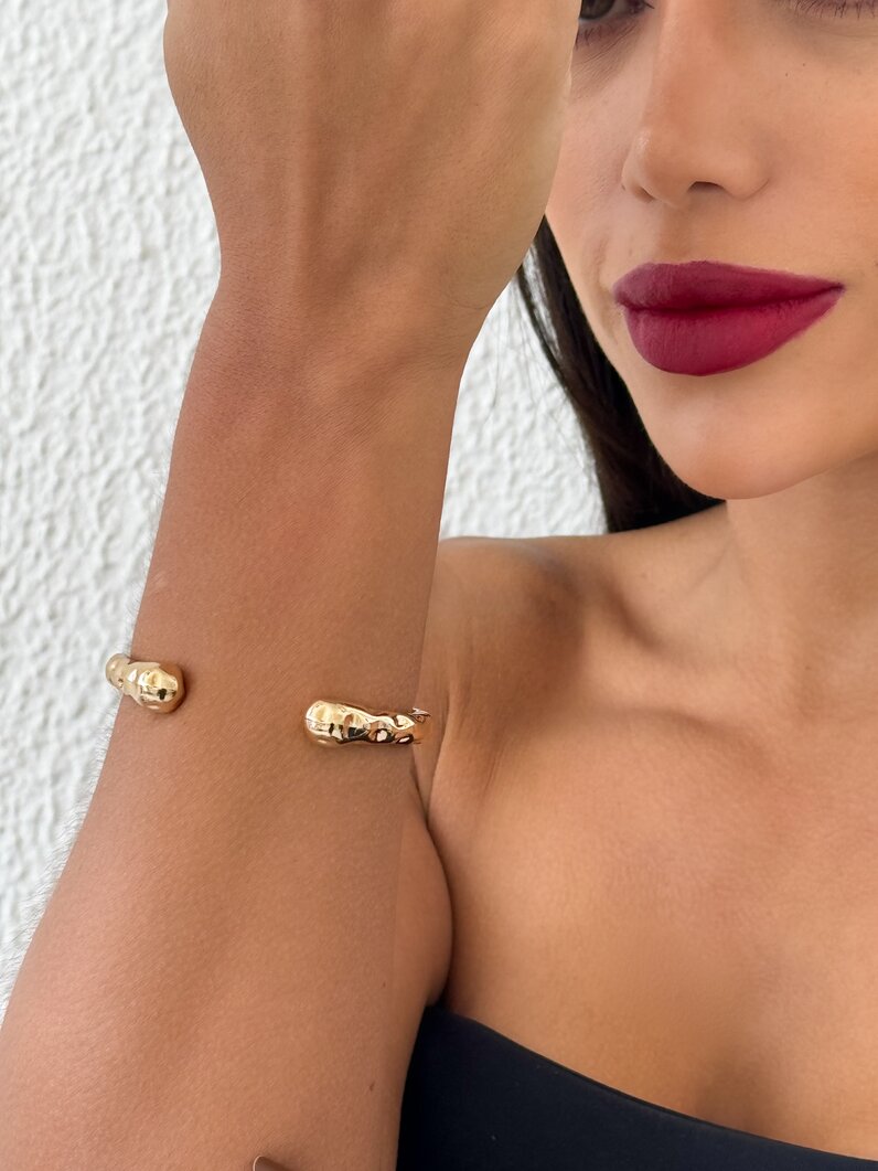 Bracelete Folheado a Ouro 18k e Prata Aro Martelado