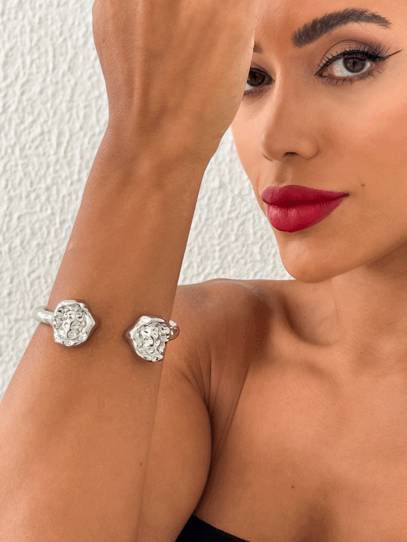 Bracelete Folheado a Ouro 18k e Prata Aro Martelado