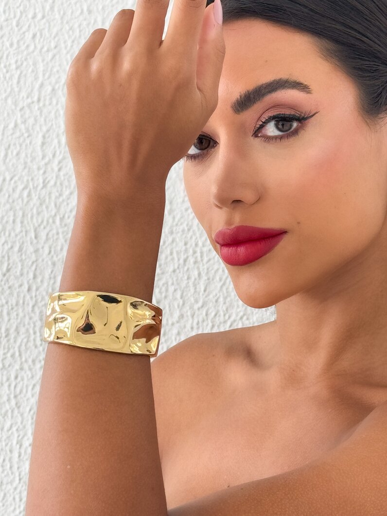 Bracelete Folheado a Ouro 18k e Prata Aro Martelado