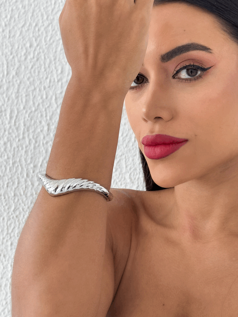 Bracelete Folheado a Ouro 18k e Prata Aro Ondulado texturizado