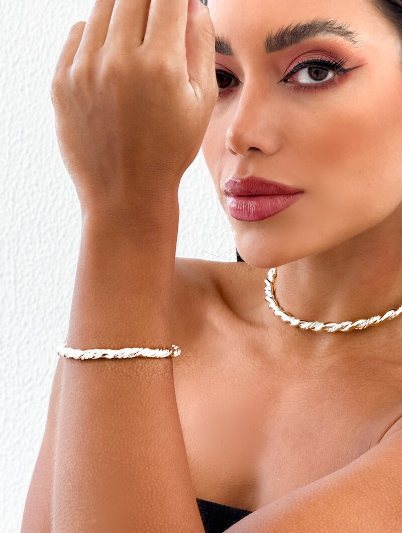 Bracelete Folheado a Ouro 18k e Prata Aro Torcido