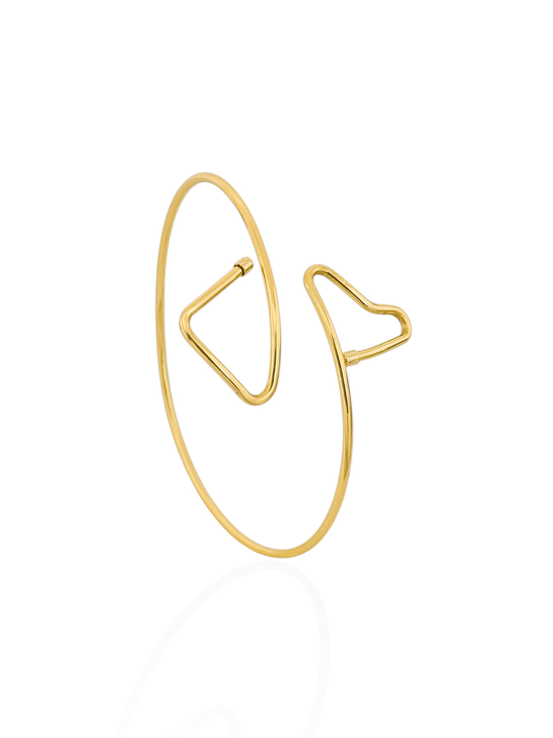 Bracelete Folheado a Ouro 18k e Prata Aro Triangulo e Coração
