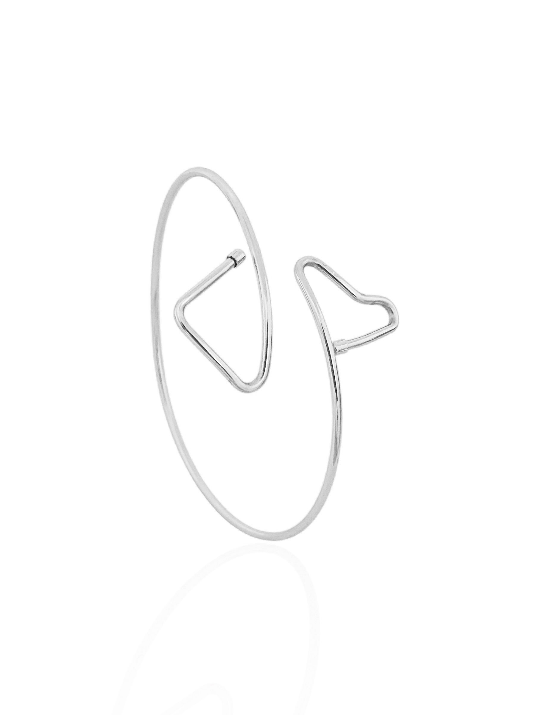 Bracelete Folheado a Ouro 18k e Prata Aro Triangulo e Coração