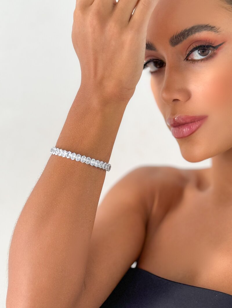 Bracelete Folheado a Ouro 18k e Prata Baguetes de Zircônia