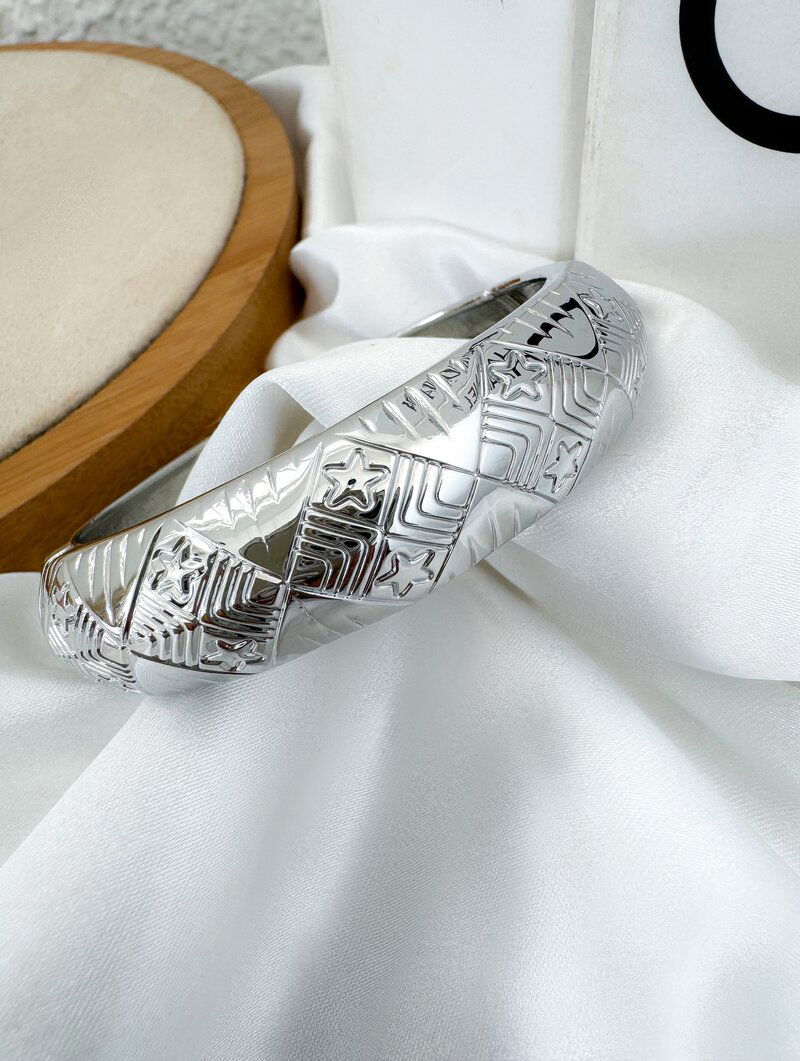 Bracelete Folheado a Ouro 18k e Prata Baloado Desenhado