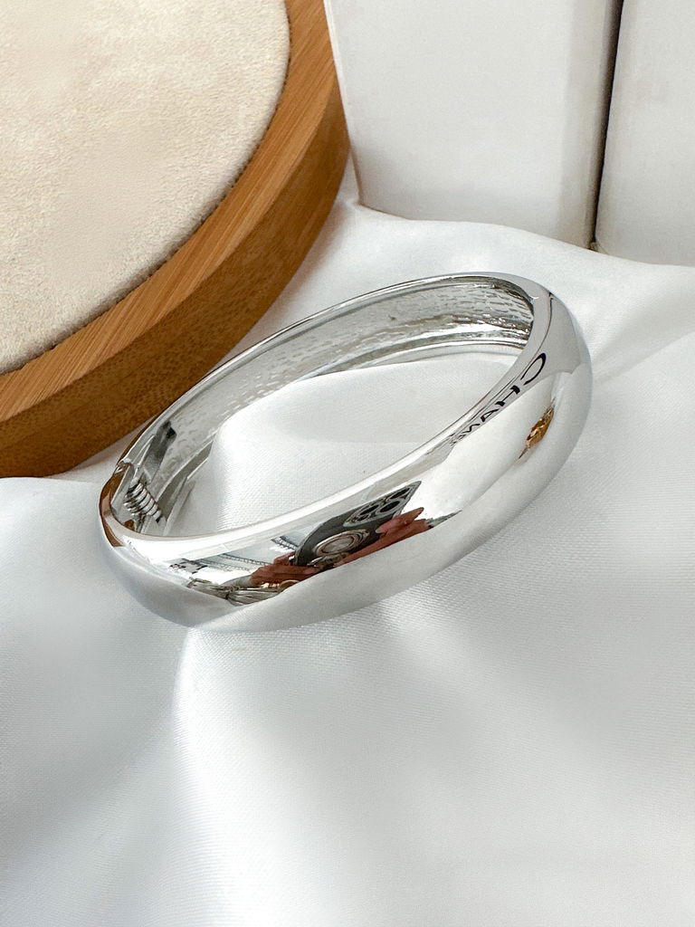BRACELETE FOLHEADO A OURO 18K E PRATA BALOADO LISO