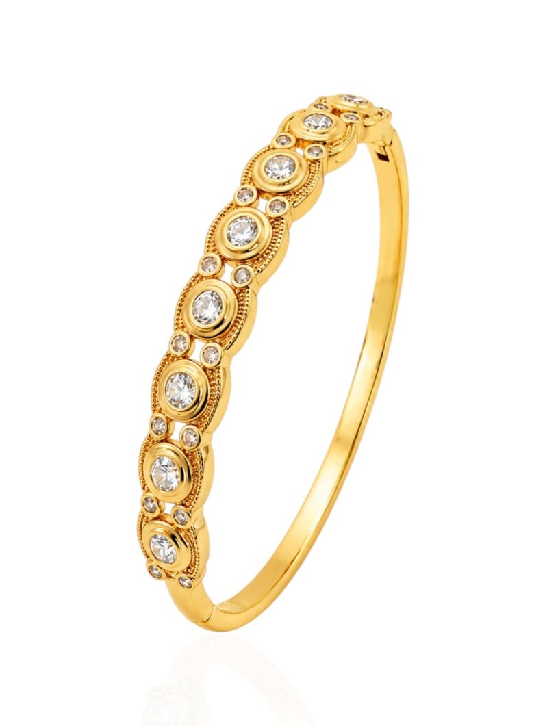 Bracelete Folheado a Ouro 18k e Prata Círculos Com Zircônia
