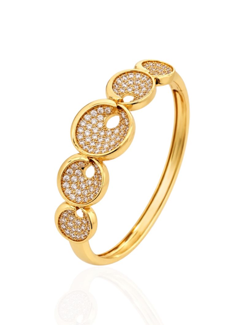Bracelete Folheado a Ouro 18k e Prata Circulos Cravejados