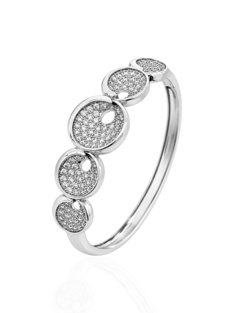 Bracelete Folheado a Ouro 18k e Prata Circulos Cravejados