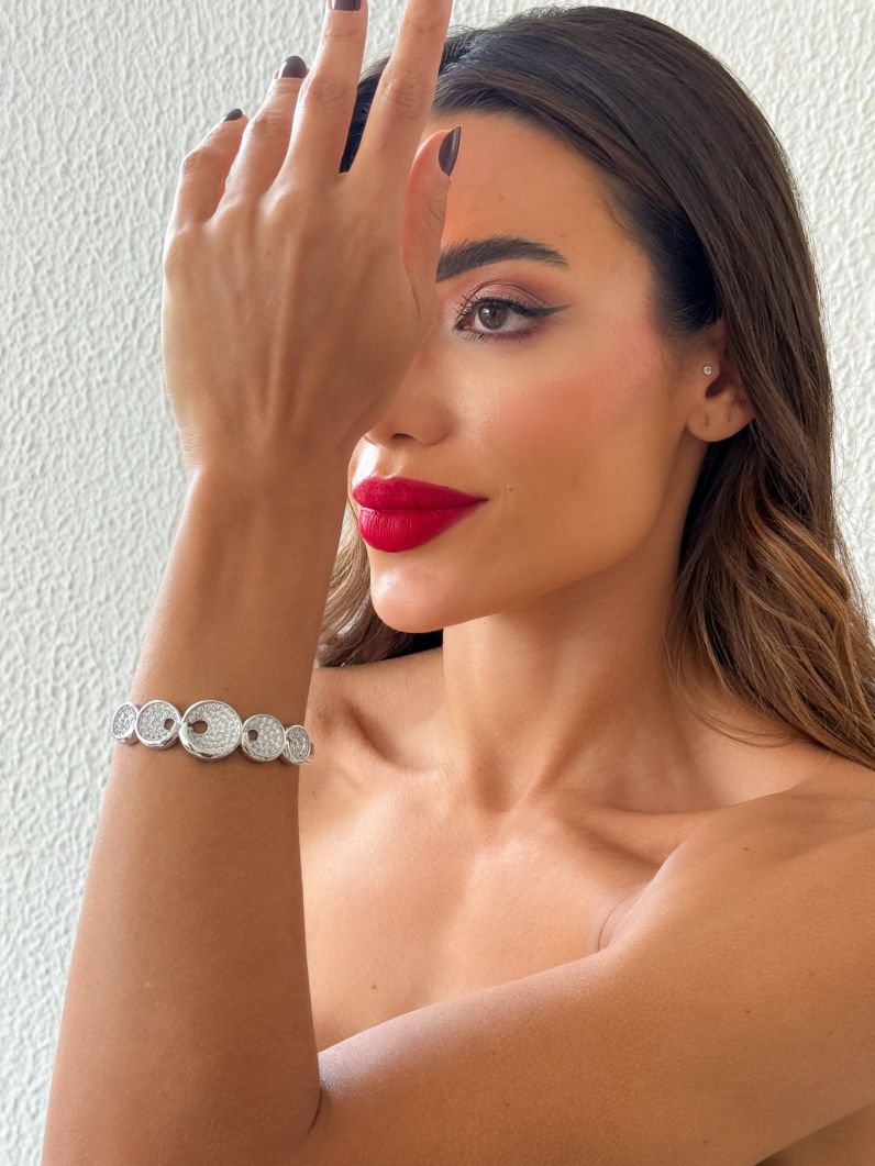 Bracelete Folheado a Ouro 18k e Prata Circulos Cravejados