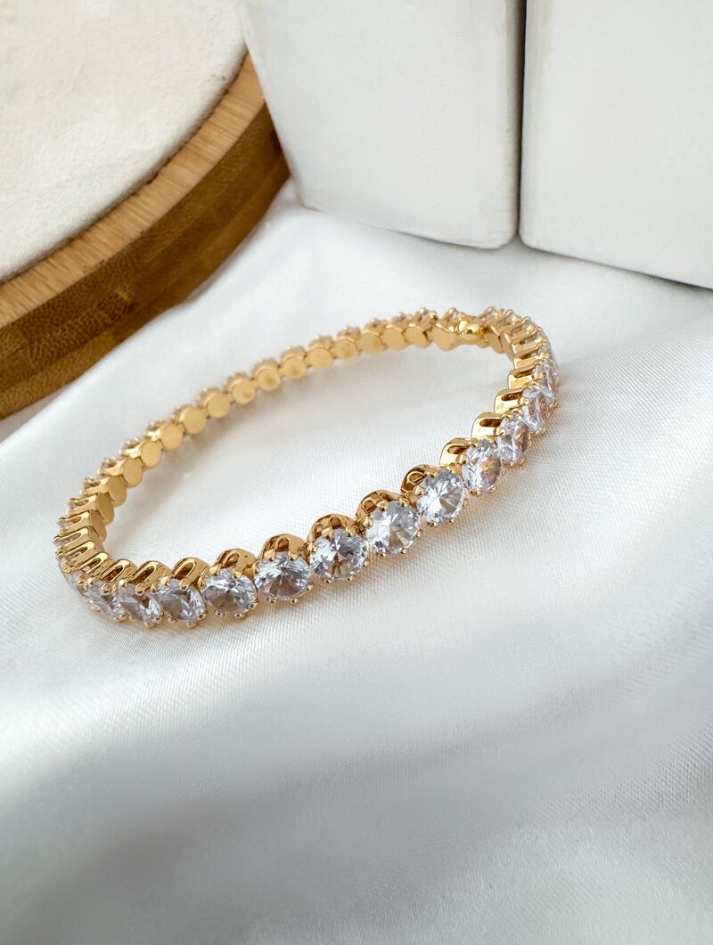 Bracelete Folheado a Ouro 18k e Prata Circulos de Zircônias