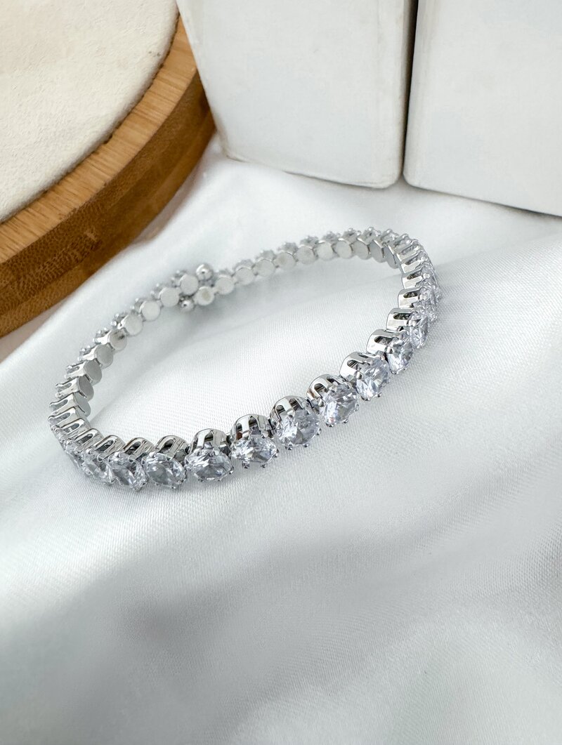 Bracelete Folheado a Ouro 18k e Prata Circulos de Zircônias