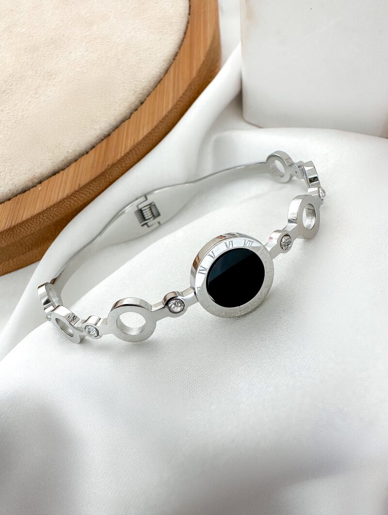 Bracelete Folheado a Ouro 18k e Prata Circulos Vazados com Pontos de Luz