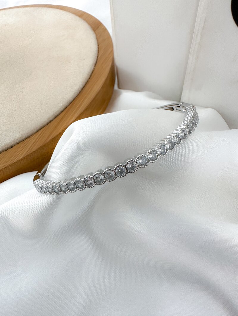 Bracelete Folheado a Ouro 18k e Prata com Circulos em Zircônia