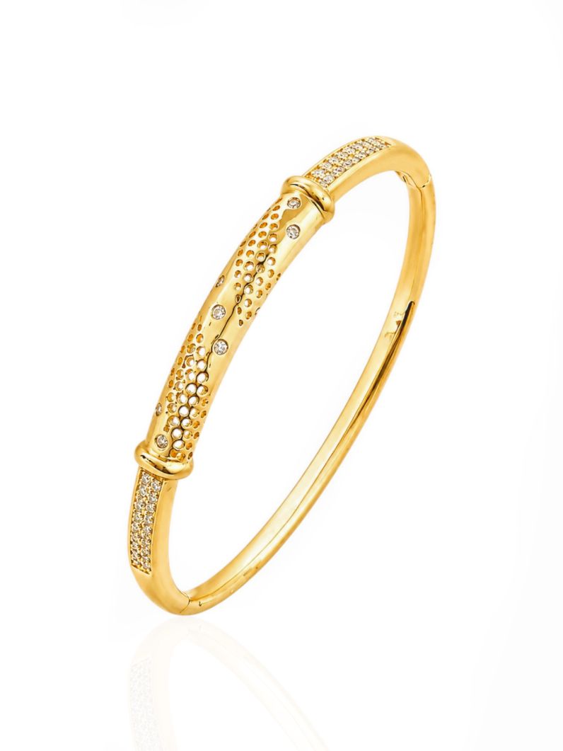 Bracelete Folheado a Ouro 18k e Prata Com Zirconia Desenhado