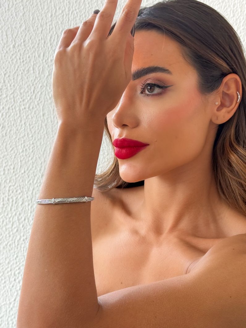 Bracelete Folheado a Ouro 18k e Prata Com Zirconia Desenhado