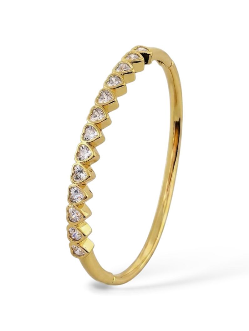 Bracelete Folheado a Ouro 18k e Prata Coração Cristal