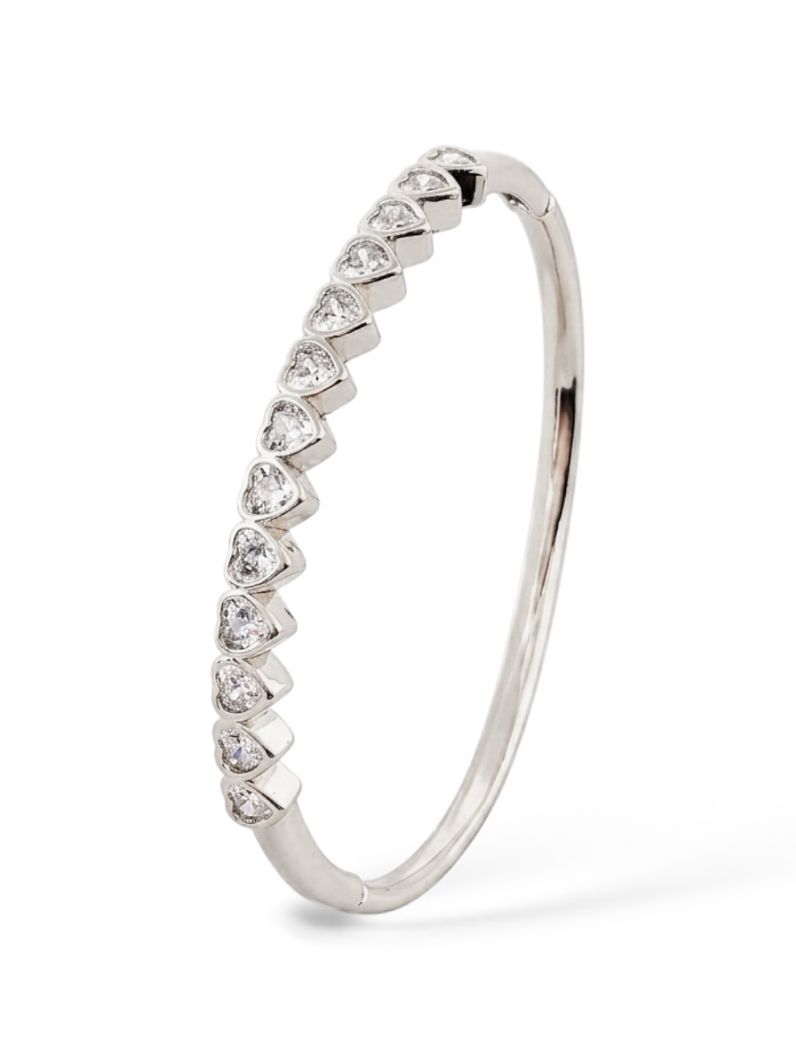 Bracelete Folheado a Ouro 18k e Prata Coração Cristal