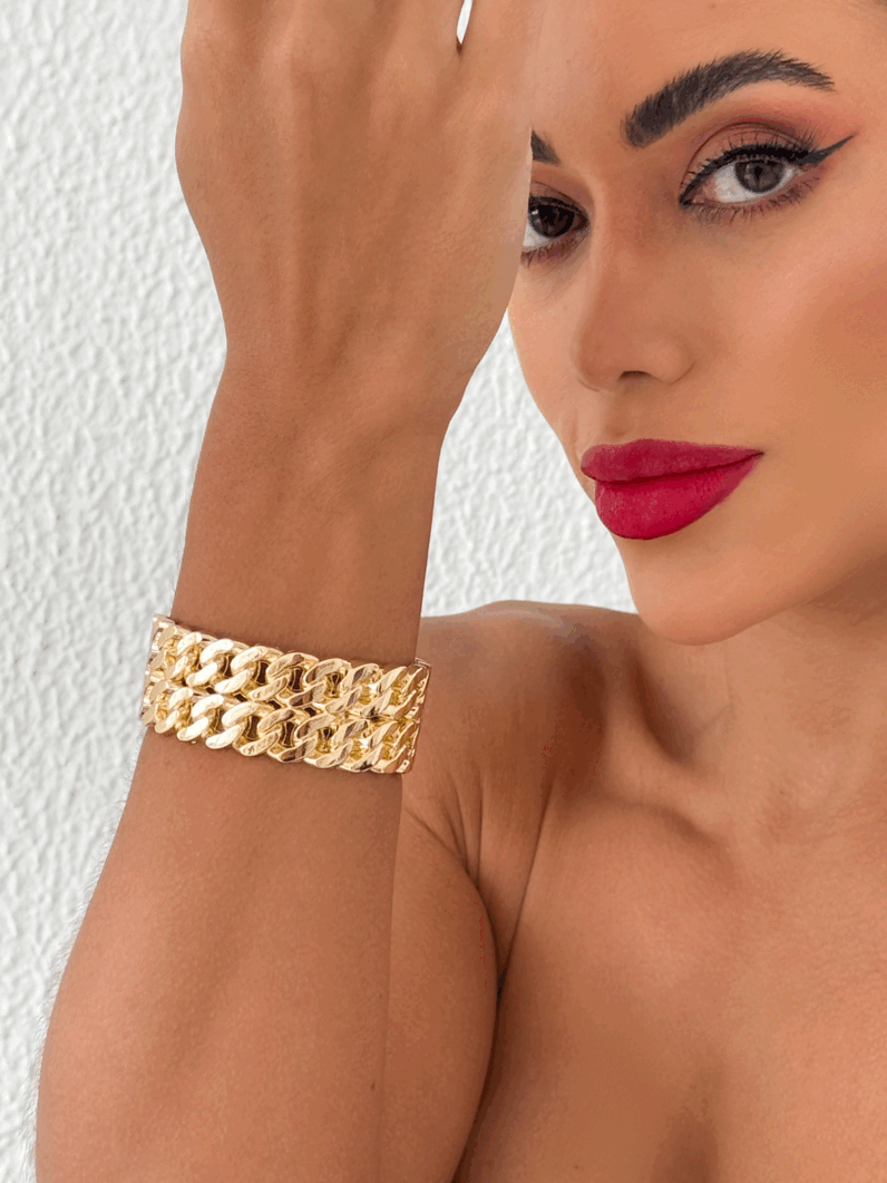 Bracelete Folheado a Ouro 18k e Prata Correntaria