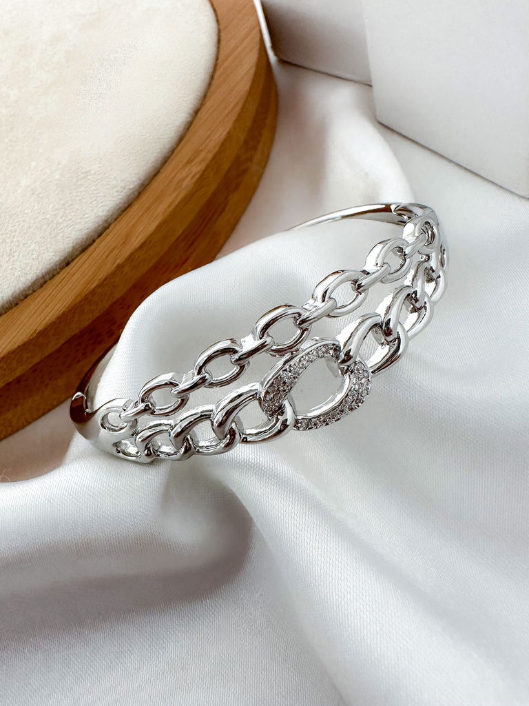 Bracelete folheado a ouro 18k e prata corrente