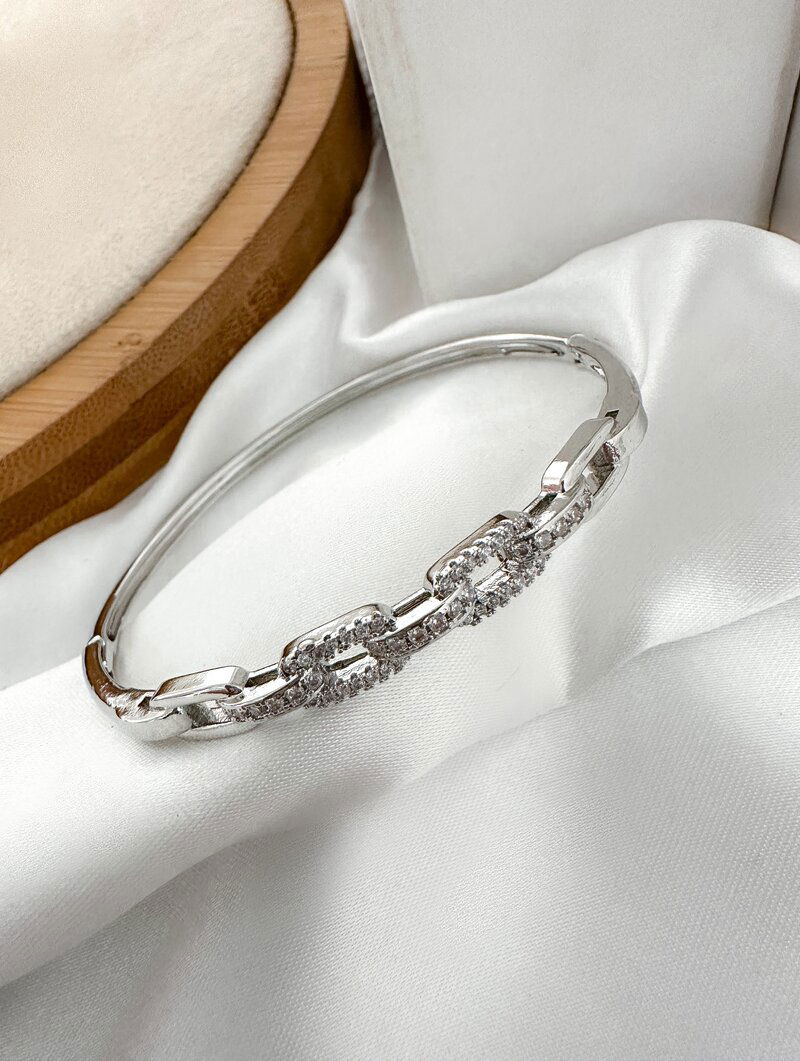 Bracelete Folheado a Ouro 18k e Prata Corrente Cravejada