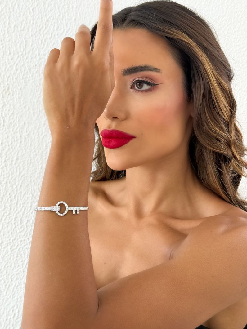 Bracelete Folheado a Ouro 18k e Prata Cravejado Alta Joalheria