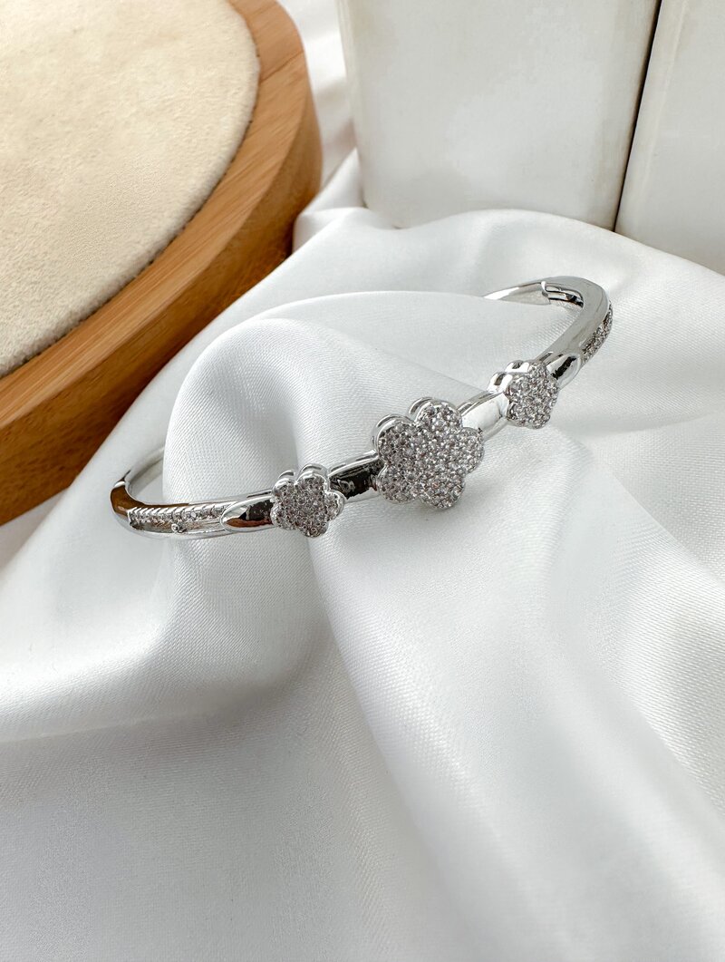 Bracelete Folheado a Ouro 18k e Prata Cravejado Inspiração Alta Joalheria