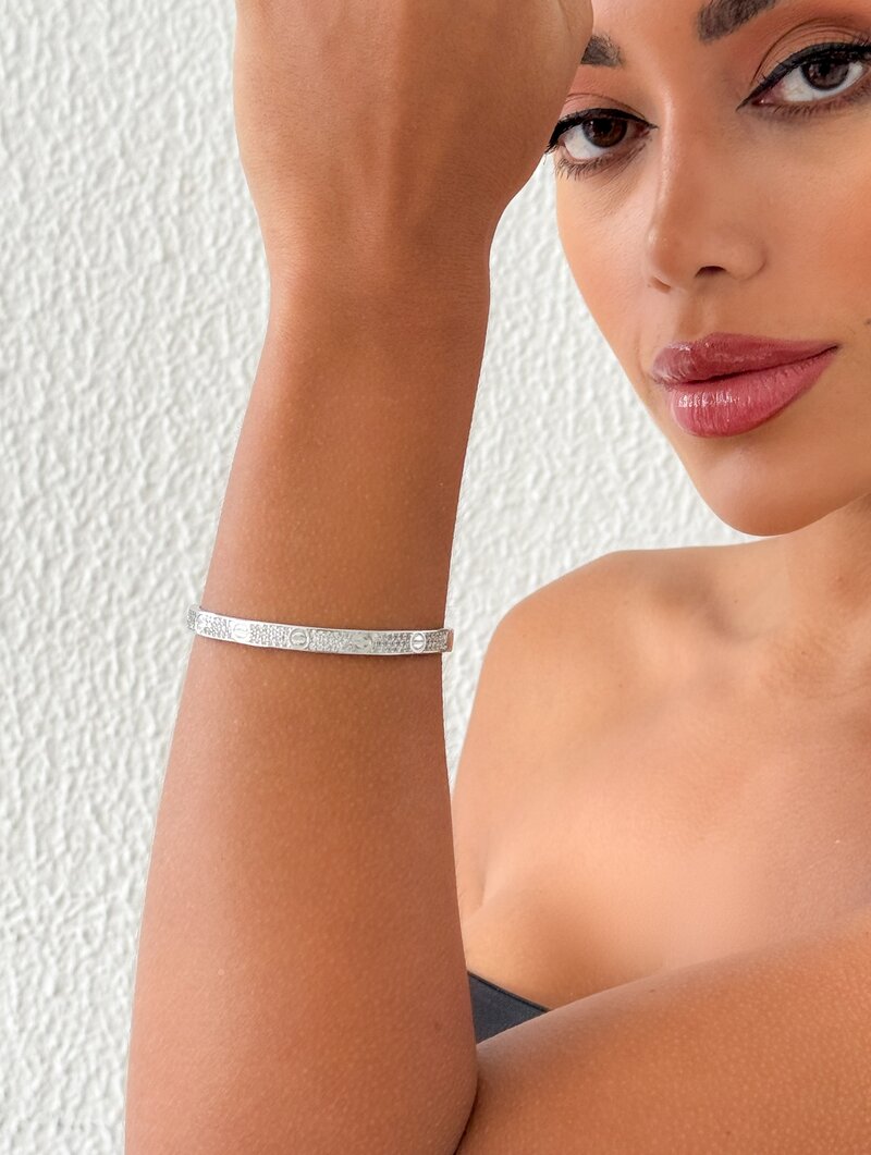 Bracelete Folheado a Ouro 18k e Prata Cravejado Inspiração Joalheria
