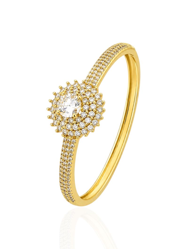 Bracelete Folheado a Ouro 18k e Prata Design Circulo com Zirconias