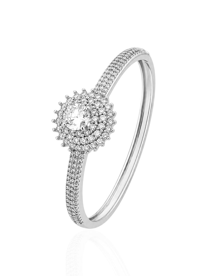 Bracelete Folheado a Ouro 18k e Prata Design Circulo com Zirconias