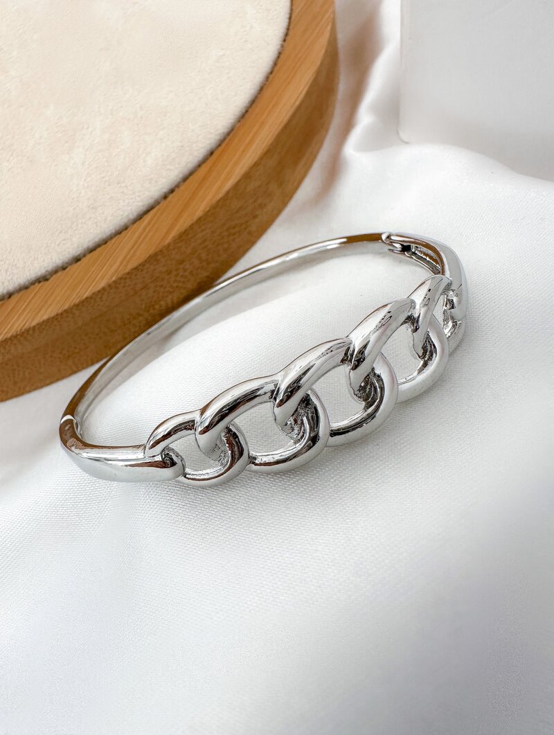 Bracelete Folheado a Ouro 18k e Prata Design Corrente Lisa