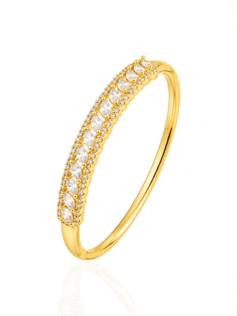 Bracelete Folheado a Ouro 18k e Prata Design Cravejado